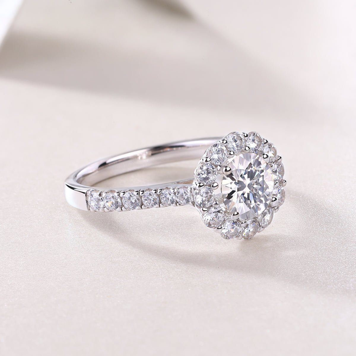 Mindjewel Aurora Floral Moissanite Engagement Ring — 925 Sterling Silver