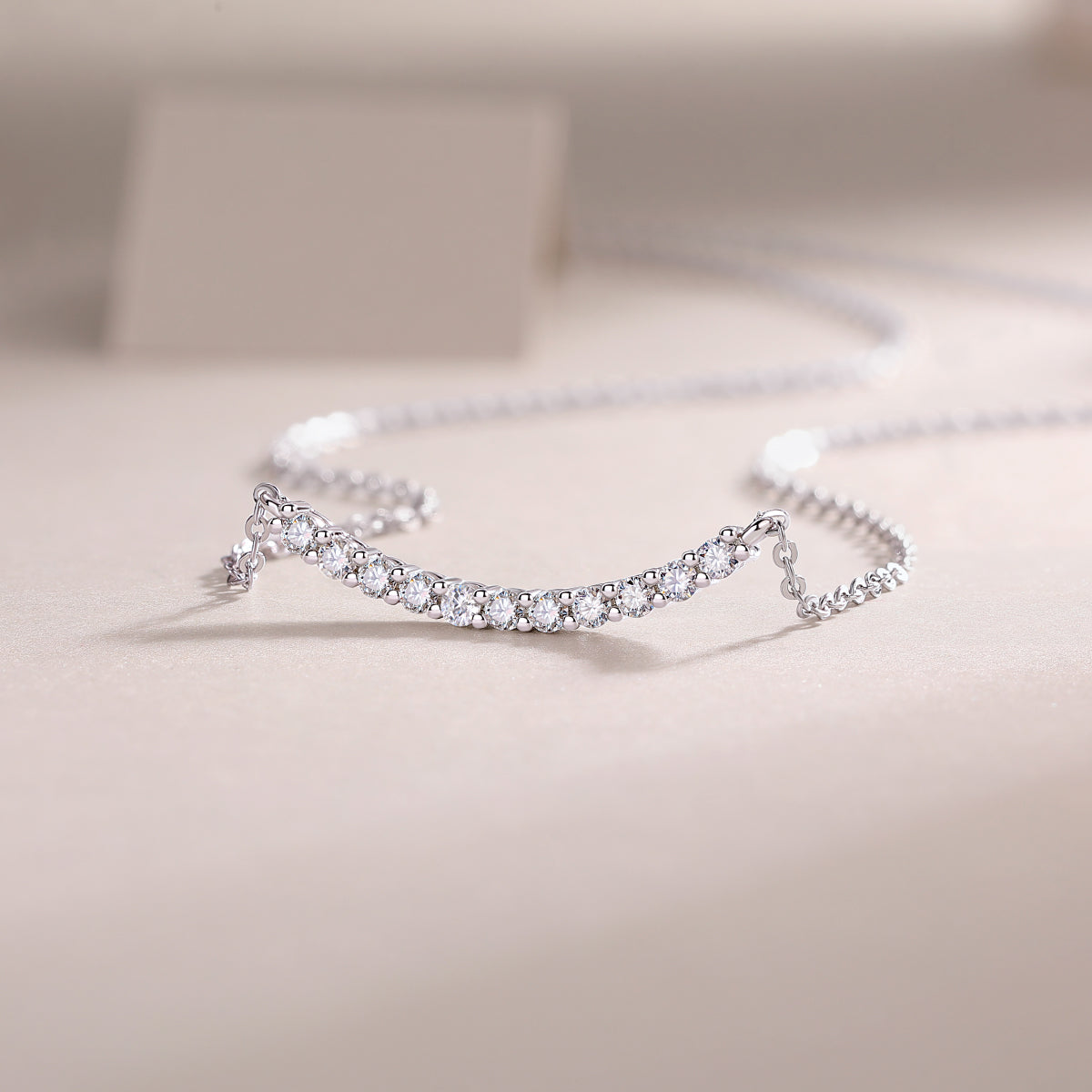 Mindjewel Smile Arc Moissanite Necklace — 925 Sterling Silver