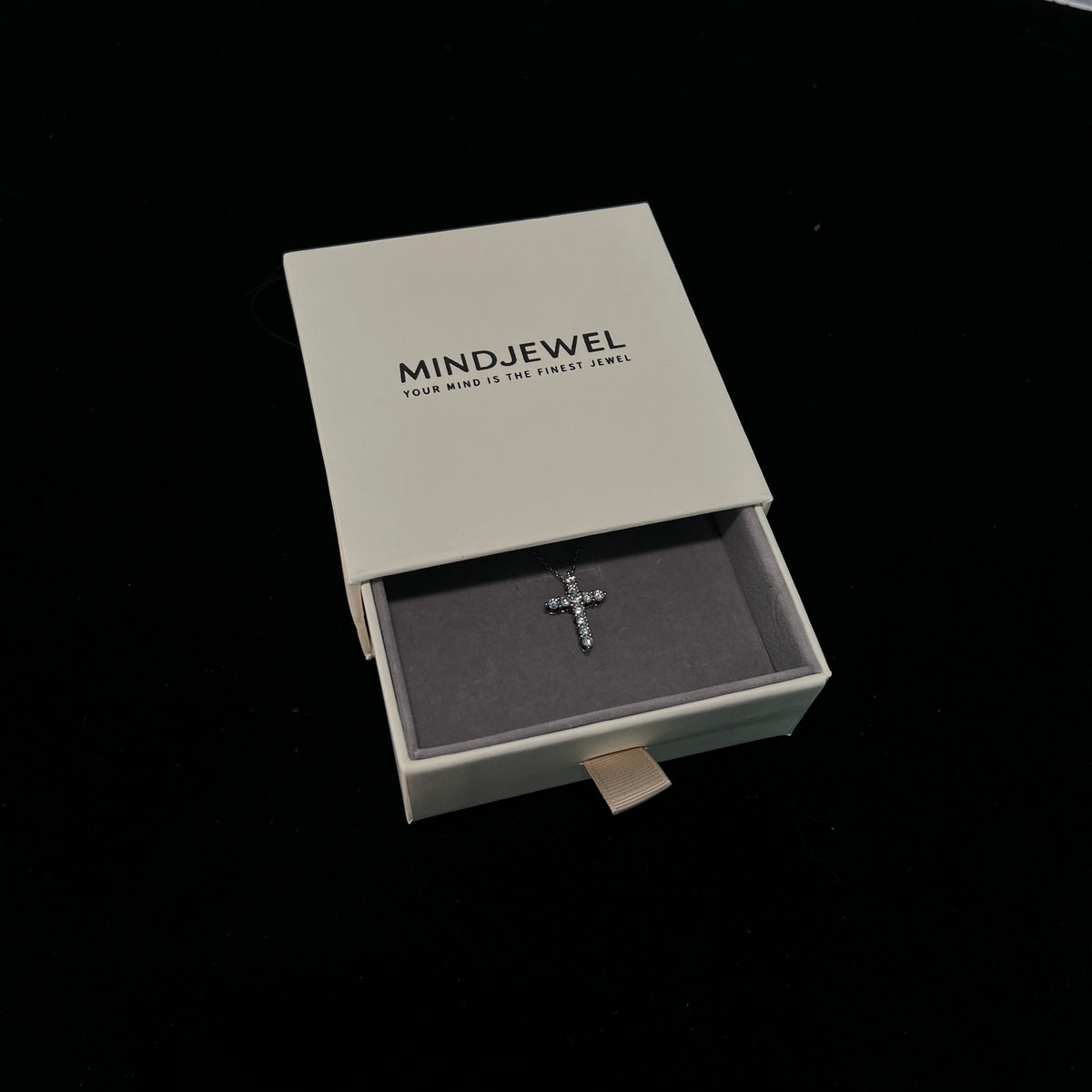 Mindjewel Sacred Moissanite Cross Necklace — 925 Sterling Silver