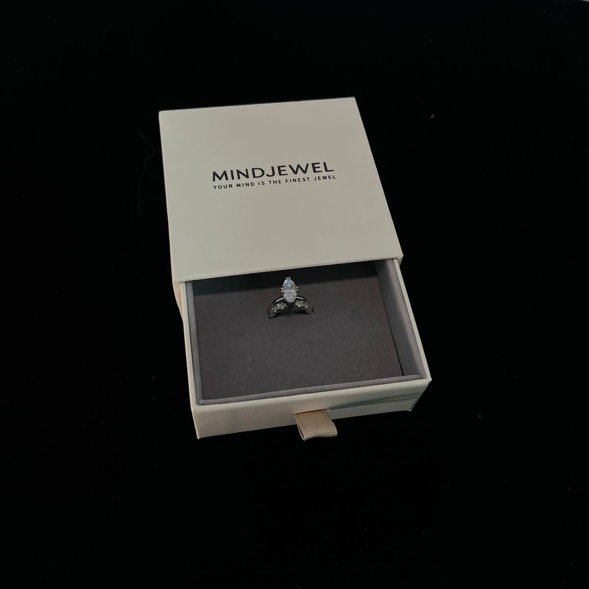 Mindjewel Étoile Marquise Moissanite Bridal Ring Set — 925 Sterling Silver
