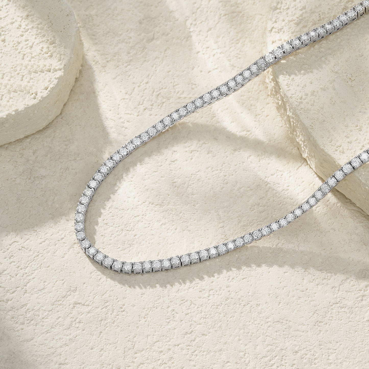 Mindjewel Riviera Moissanite Tennis Necklace — 925 Sterling Silver