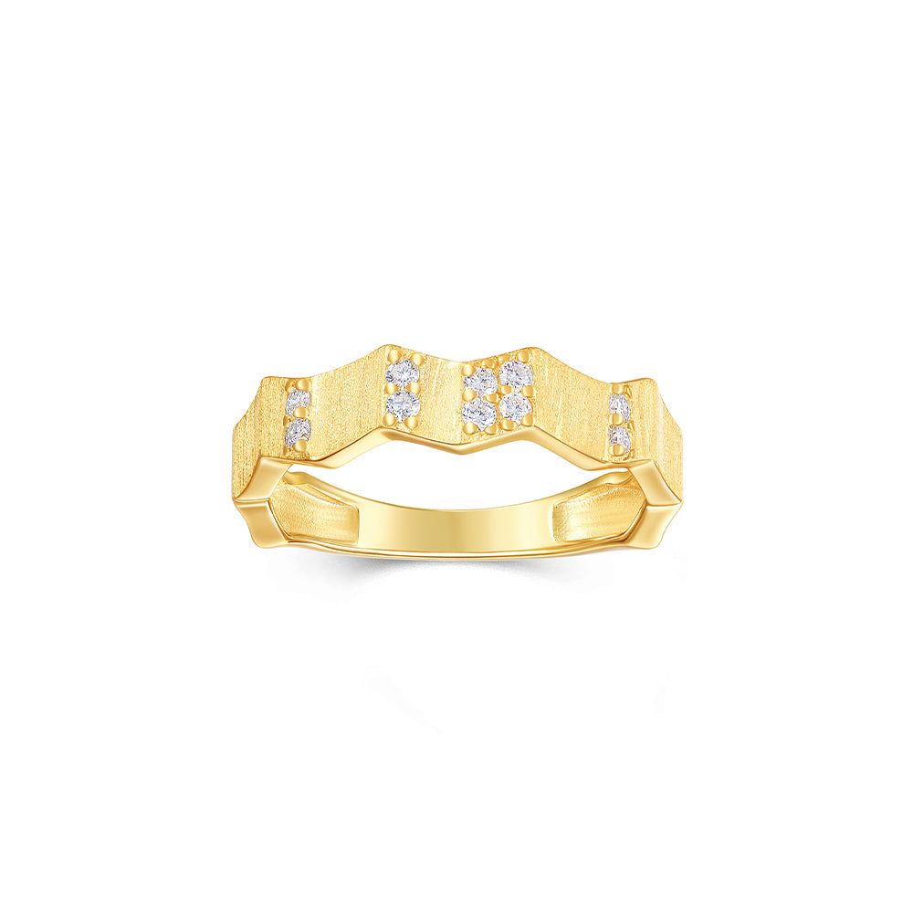 Mindjewel Onde Wave Geometric Moissanite Band Ring — 18K Gold Plated