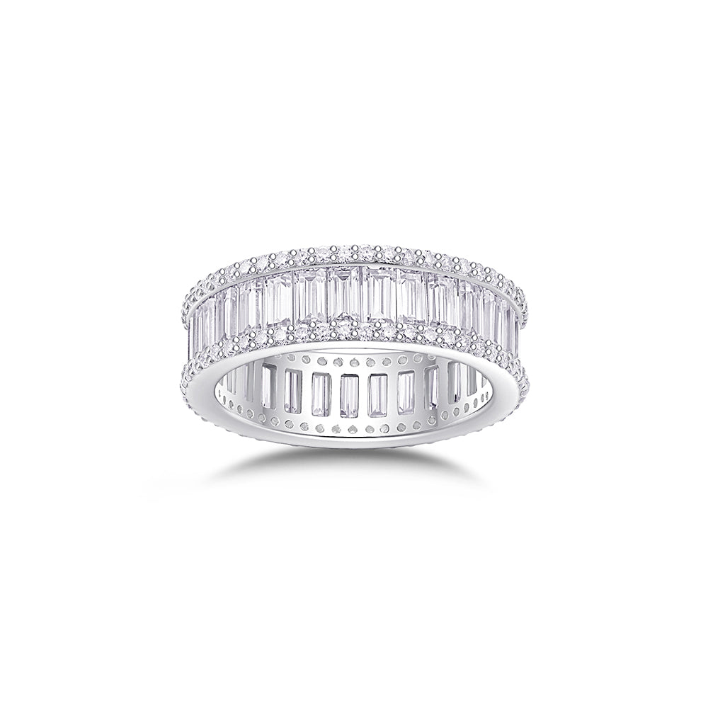 Mindjewel Prism Moissanite Eternity Ring — 925 Sterling Silver
