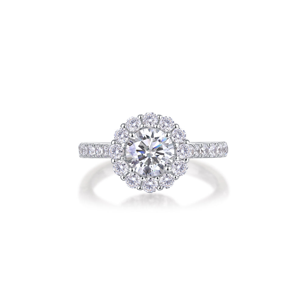 Mindjewel Aurora Floral Moissanite Engagement Ring — 925 Sterling Silver