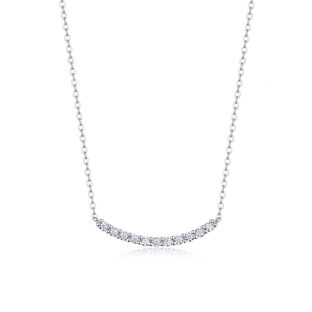 Mindjewel Smile Arc Moissanite Necklace — 925 Sterling Silver
