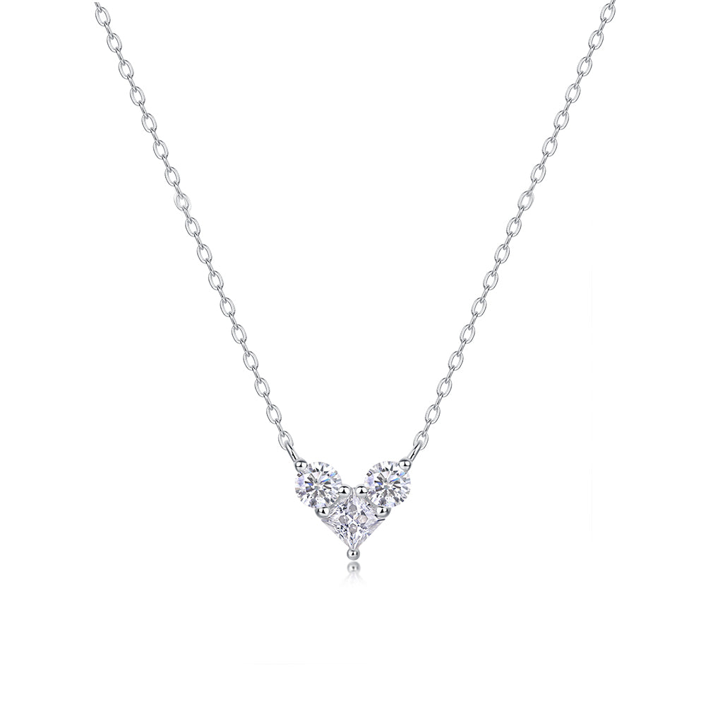 Mindjewel Trio Heart Moissanite Necklace — 925 Sterling Silver