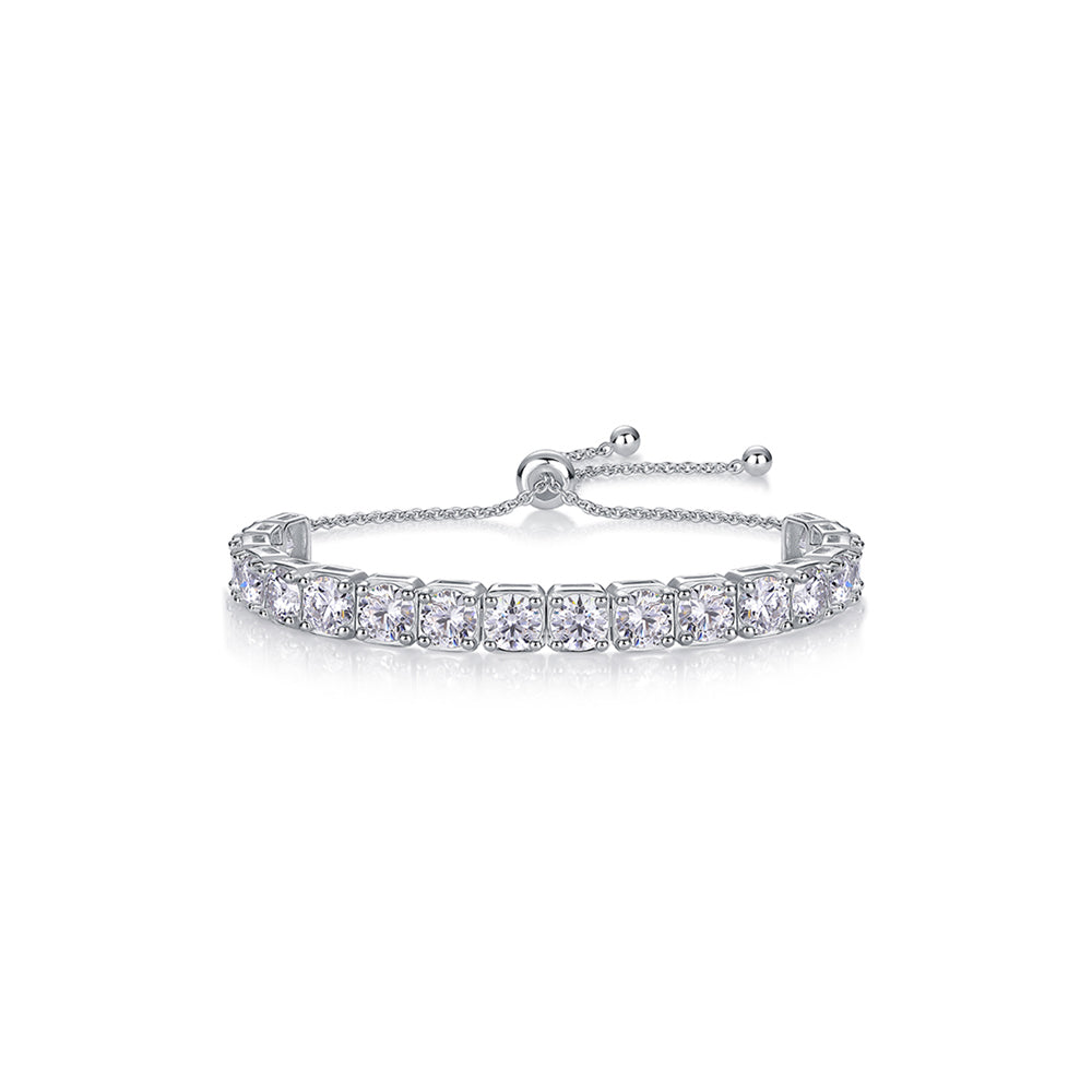 Mindjewel Cascade Moissanite Adjustable Bracelet — 925 Sterling Silver