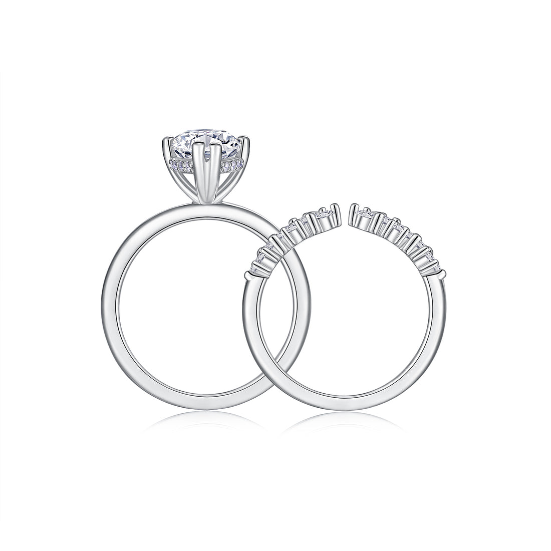Mindjewel Étoile Marquise Moissanite Bridal Ring Set — 925 Sterling Silver