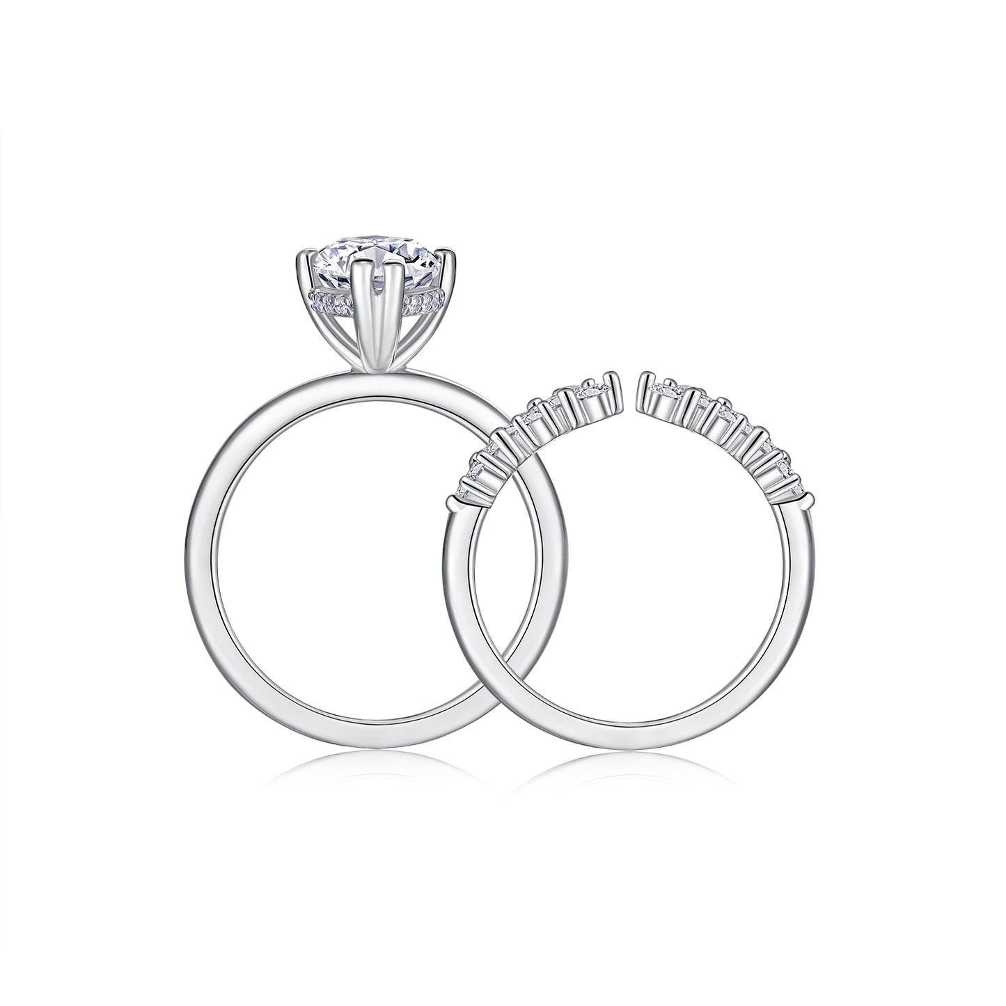 Mindjewel Étoile Marquise Moissanite Bridal Ring Set — 925 Sterling Silver