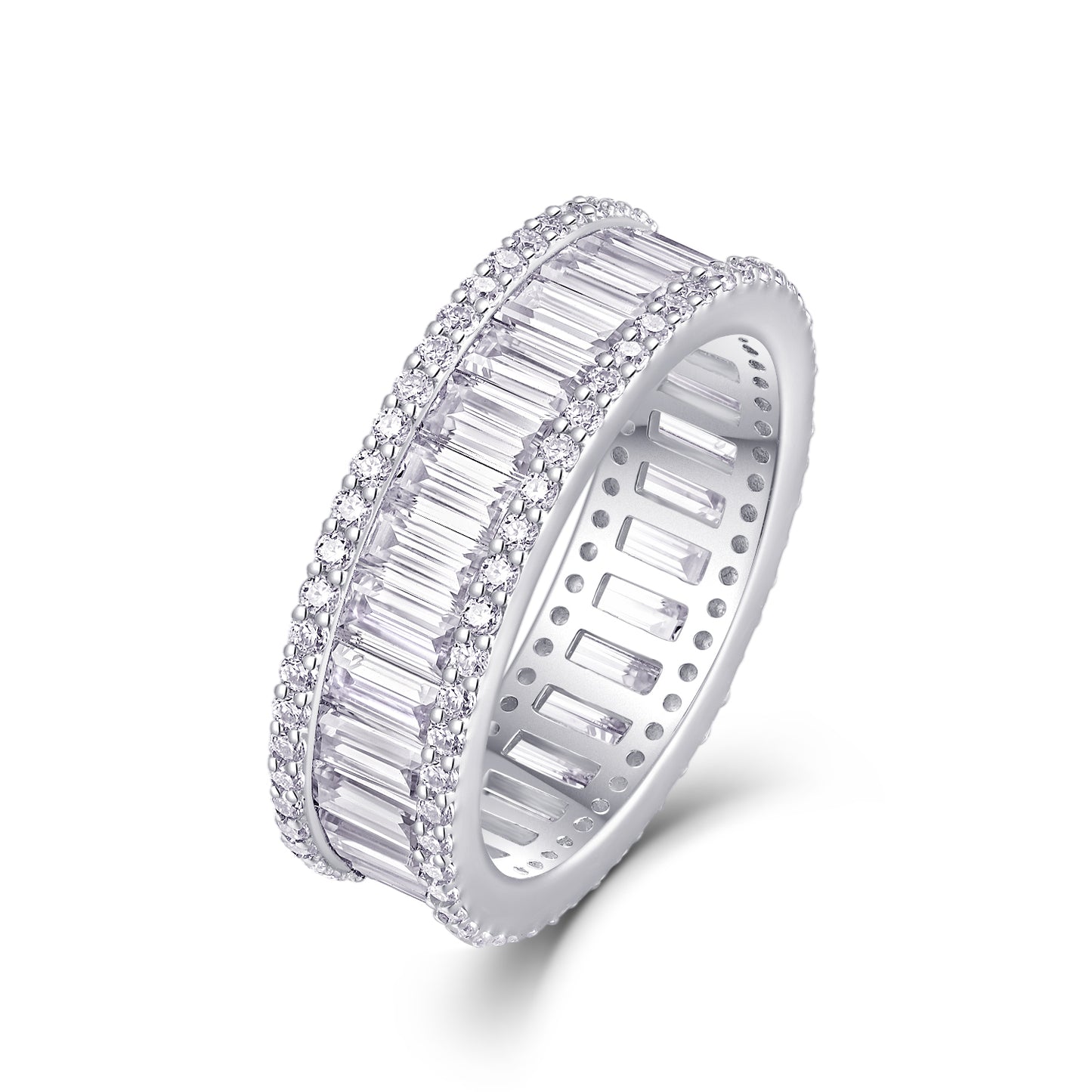 Mindjewel Prism Moissanite Eternity Ring — 925 Sterling Silver