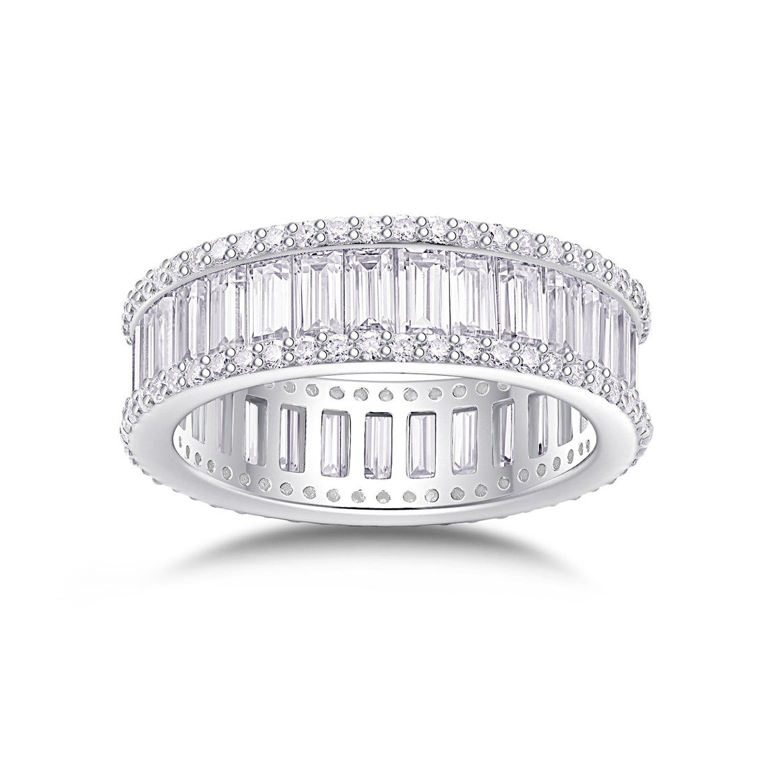 Mindjewel Prism Moissanite Eternity Ring — 925 Sterling Silver