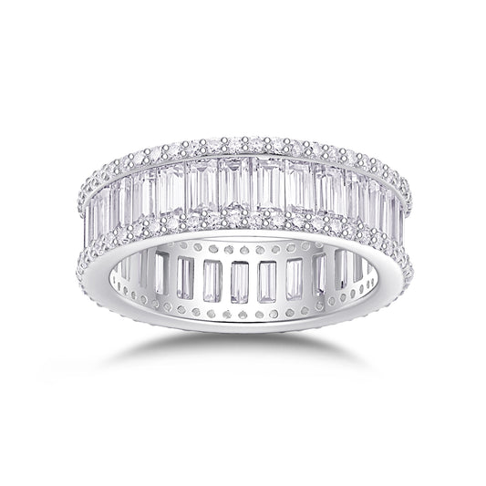 Mindjewel Prism Moissanite Eternity Ring — 925 Sterling Silver