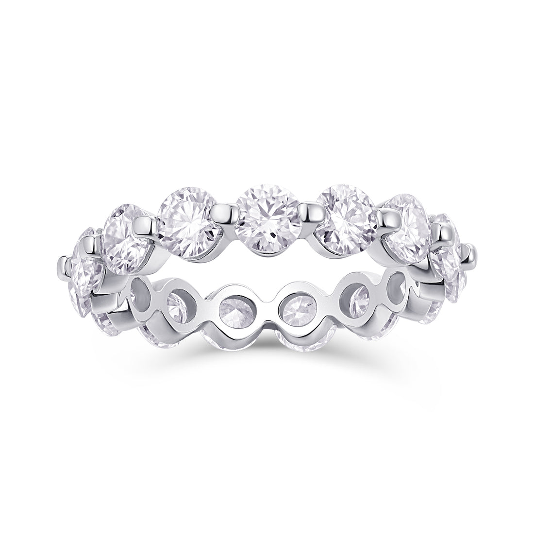 Mindjewel Celeste Full Eternity Moissanite Band Ring — 925 Sterling Silver