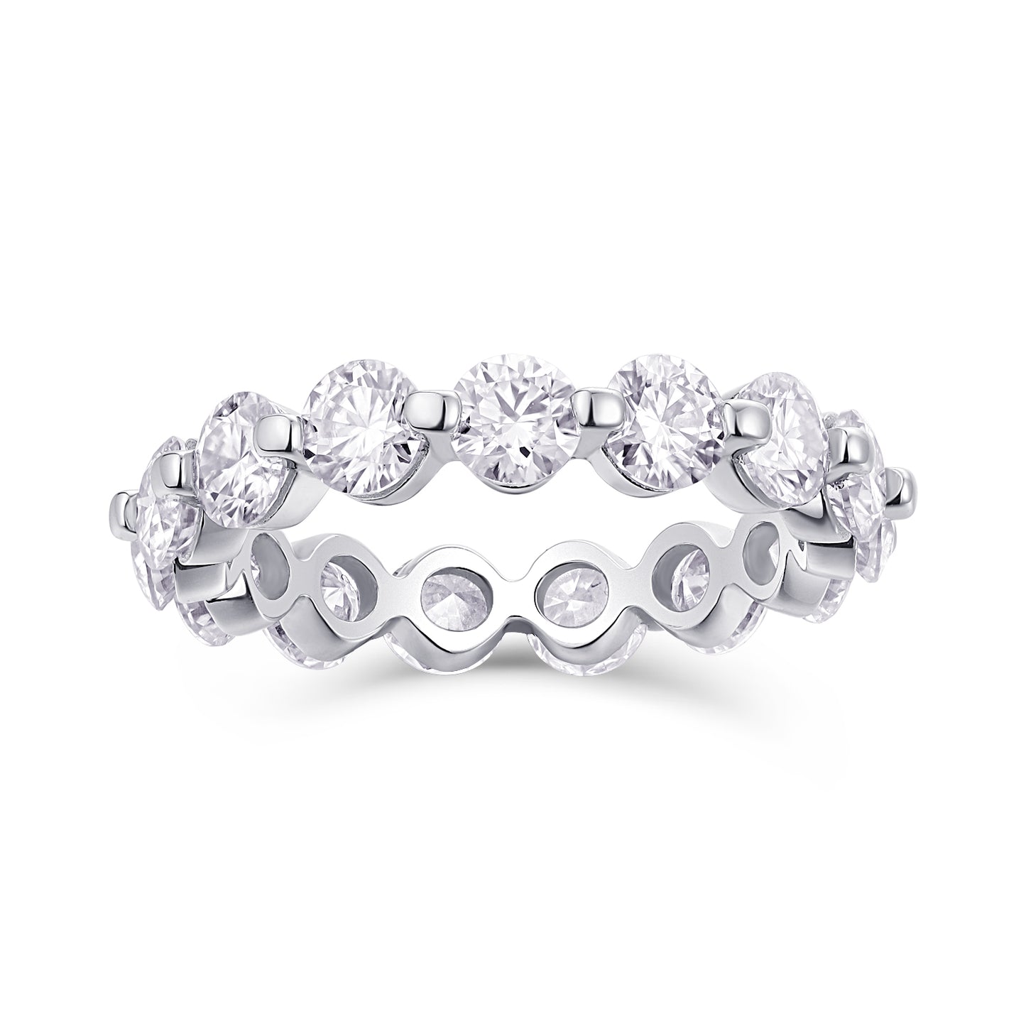 Mindjewel Celeste Full Eternity Moissanite Band Ring — 925 Sterling Silver