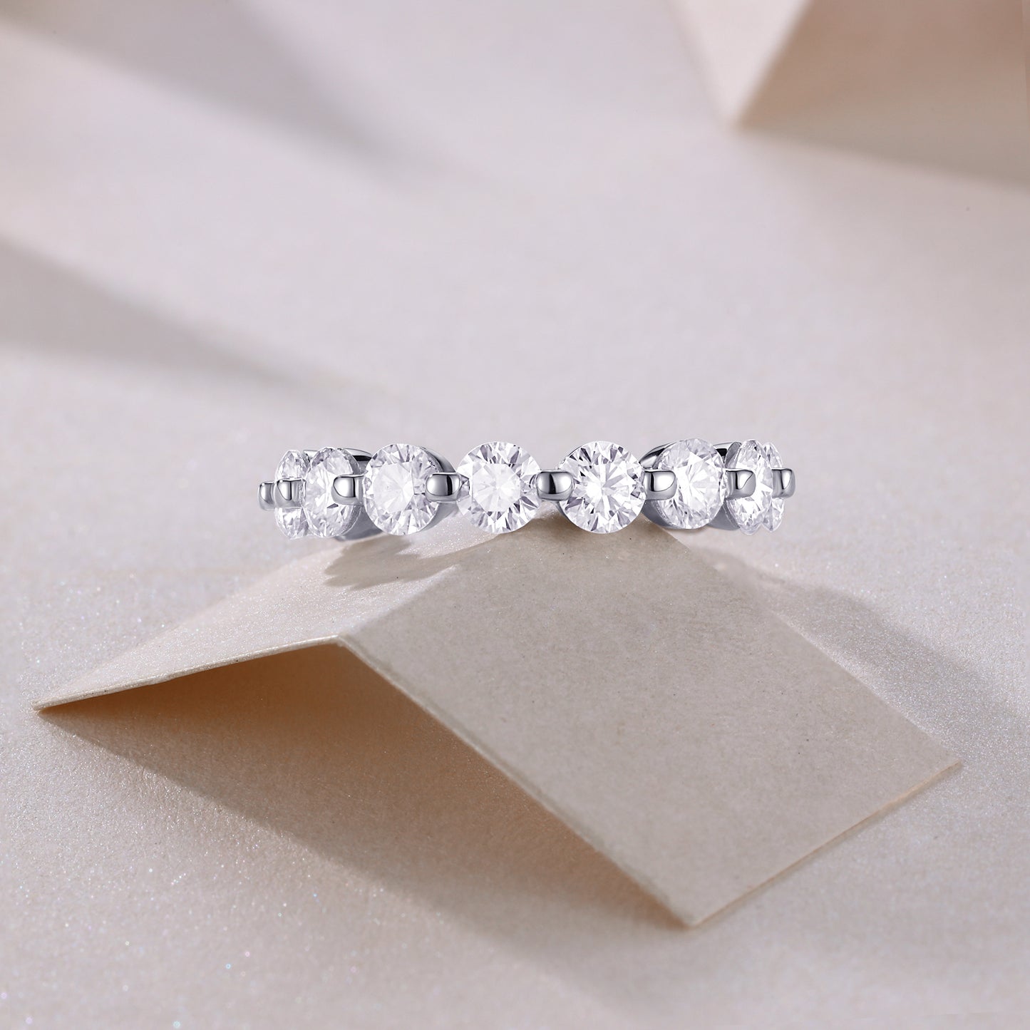 Mindjewel Celeste Full Eternity Moissanite Band Ring — 925 Sterling Silver