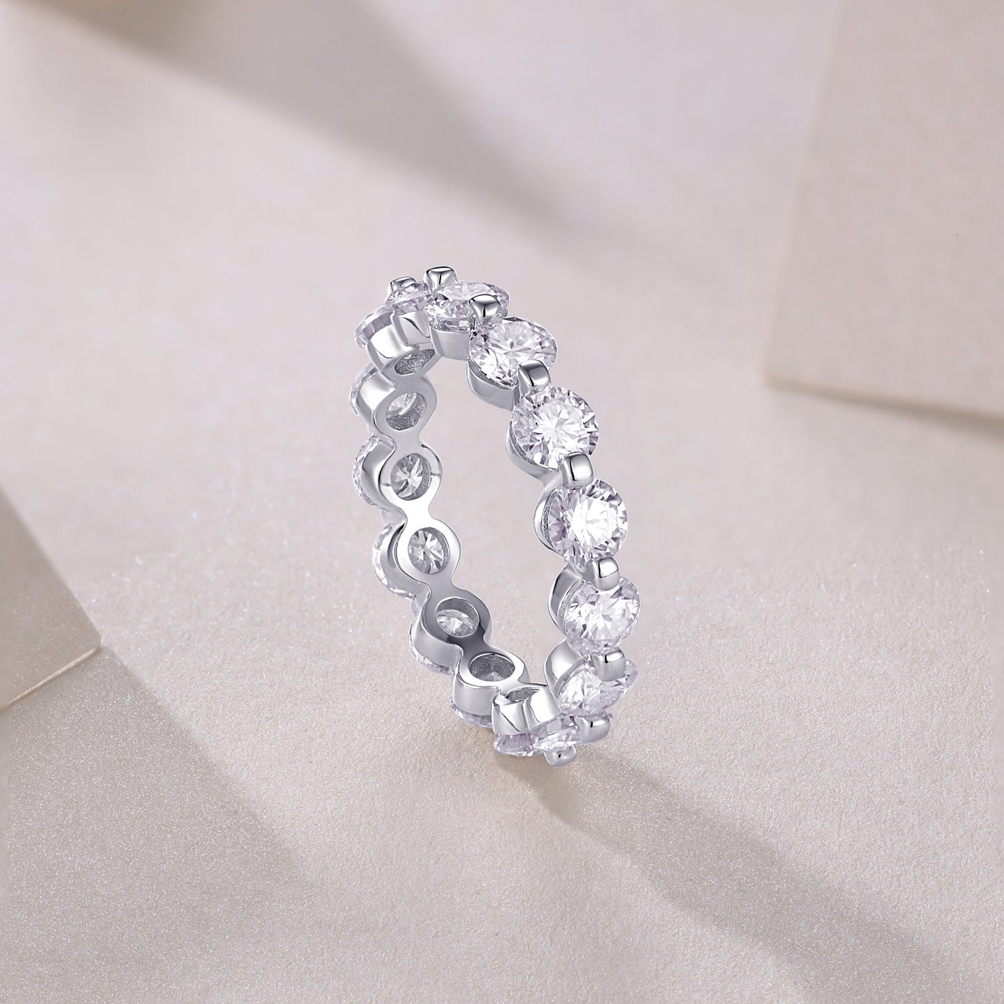 Mindjewel Celeste Full Eternity Moissanite Band Ring — 925 Sterling Silver