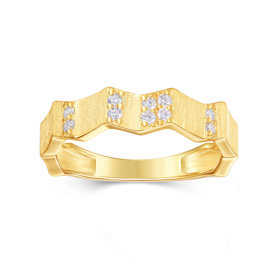Mindjewel Onde Wave Geometric Moissanite Band Ring — 18K Gold Plated