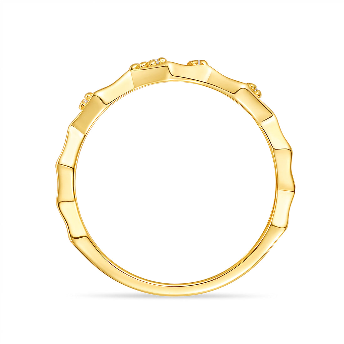 Mindjewel Onde Wave Geometric Moissanite Band Ring — 18K Gold Plated