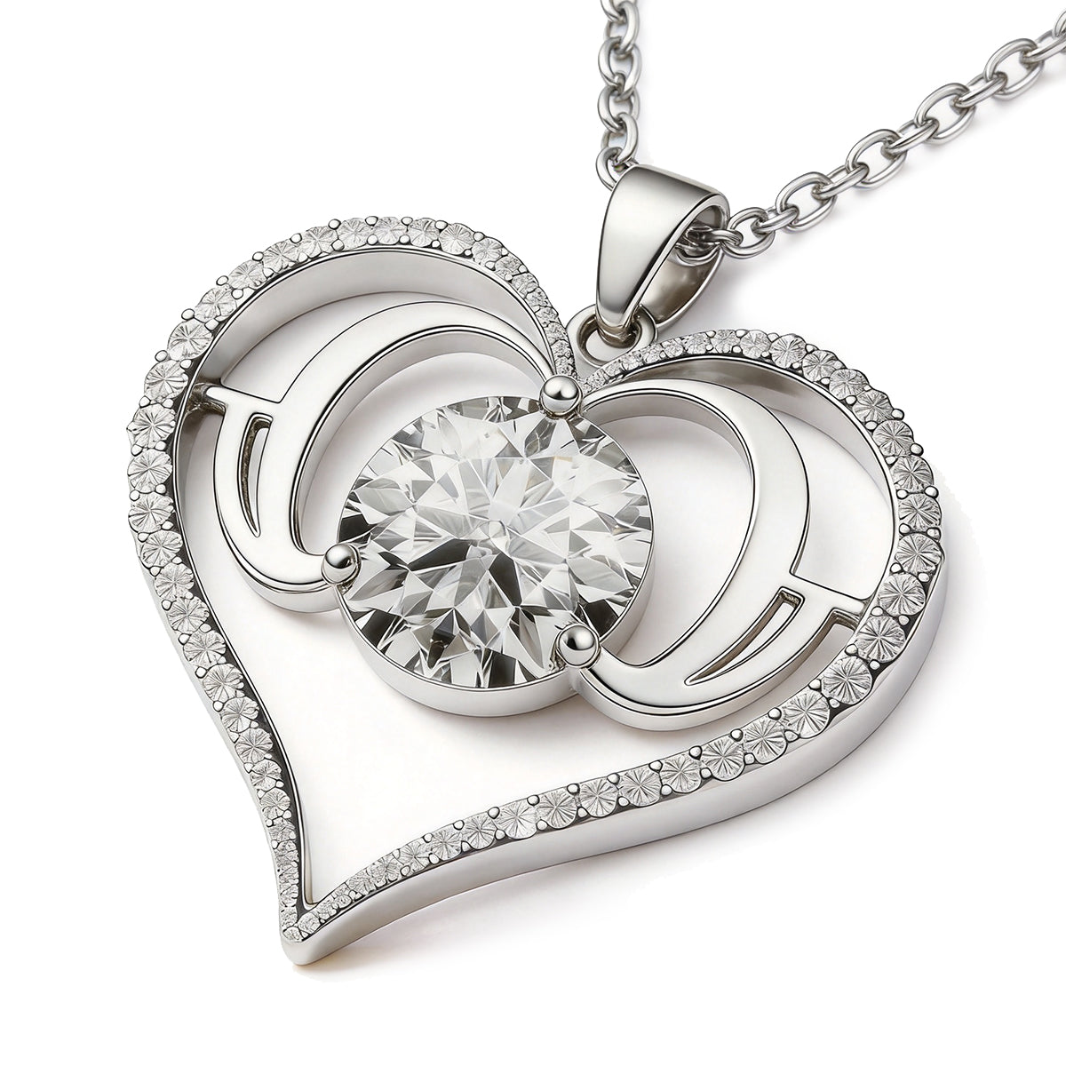 Mindjewel Eternal Heart Moissanite Pendant — 925 Sterling Silver