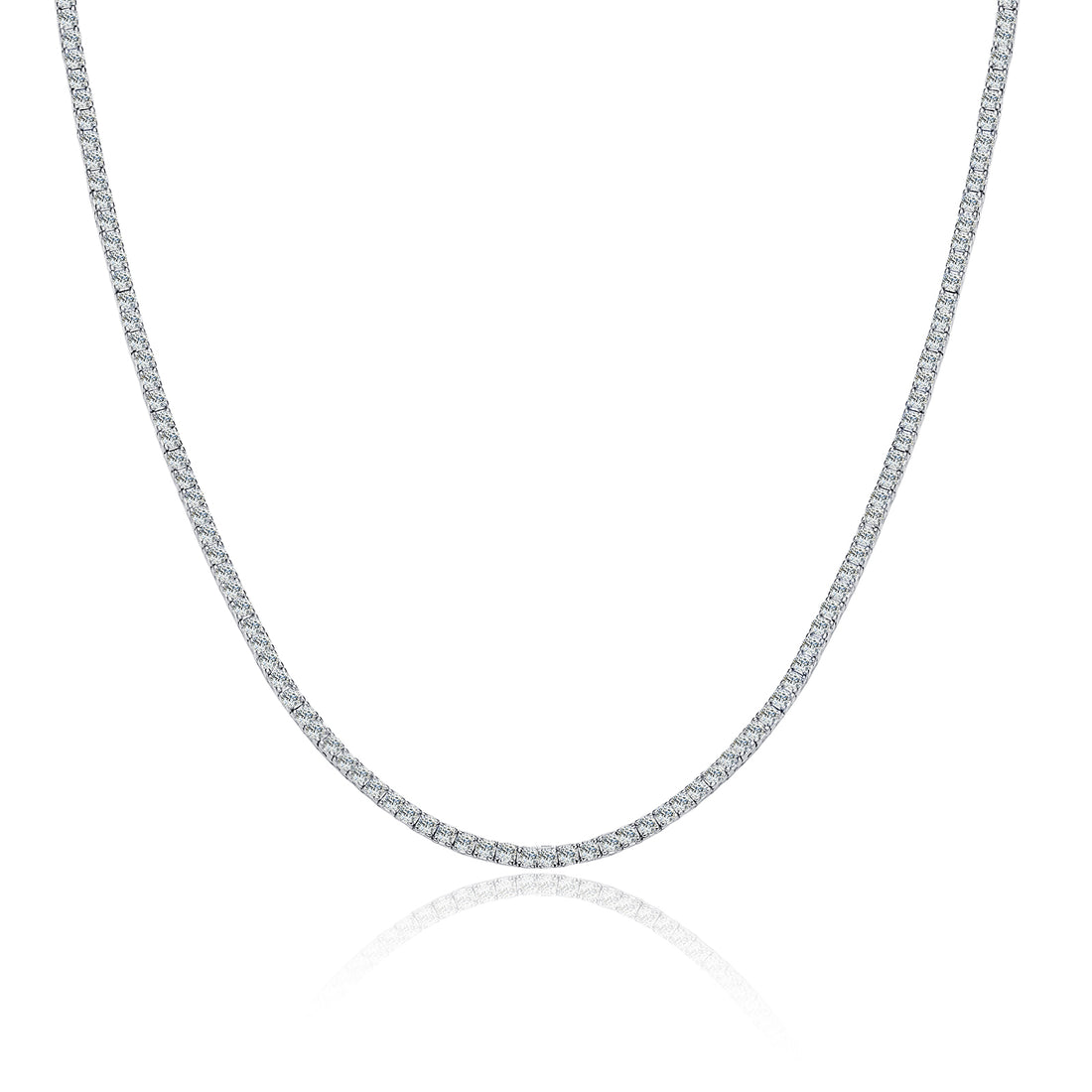 Mindjewel Riviera Moissanite Tennis Necklace — 925 Sterling Silver