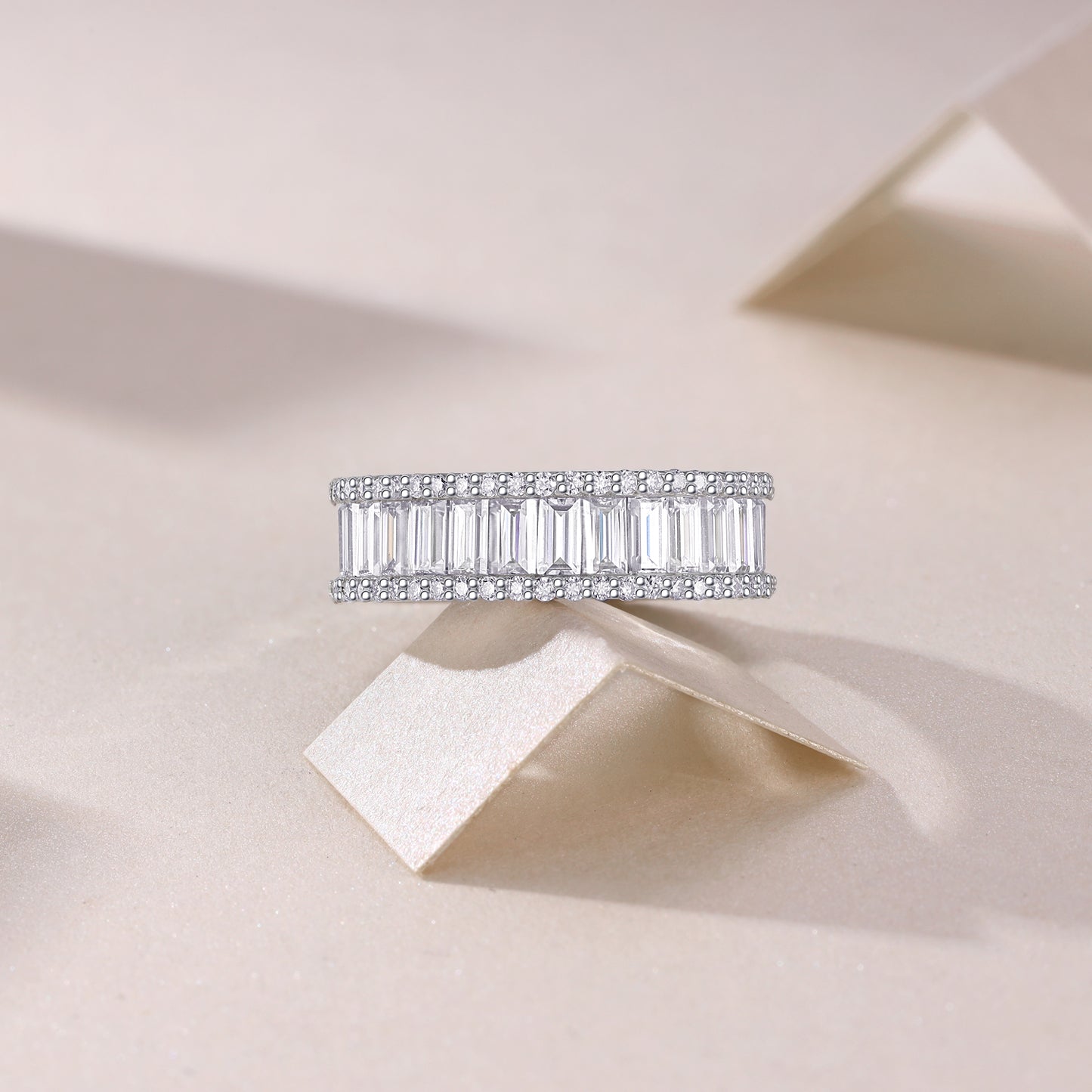 Mindjewel Prism Moissanite Eternity Ring — 925 Sterling Silver
