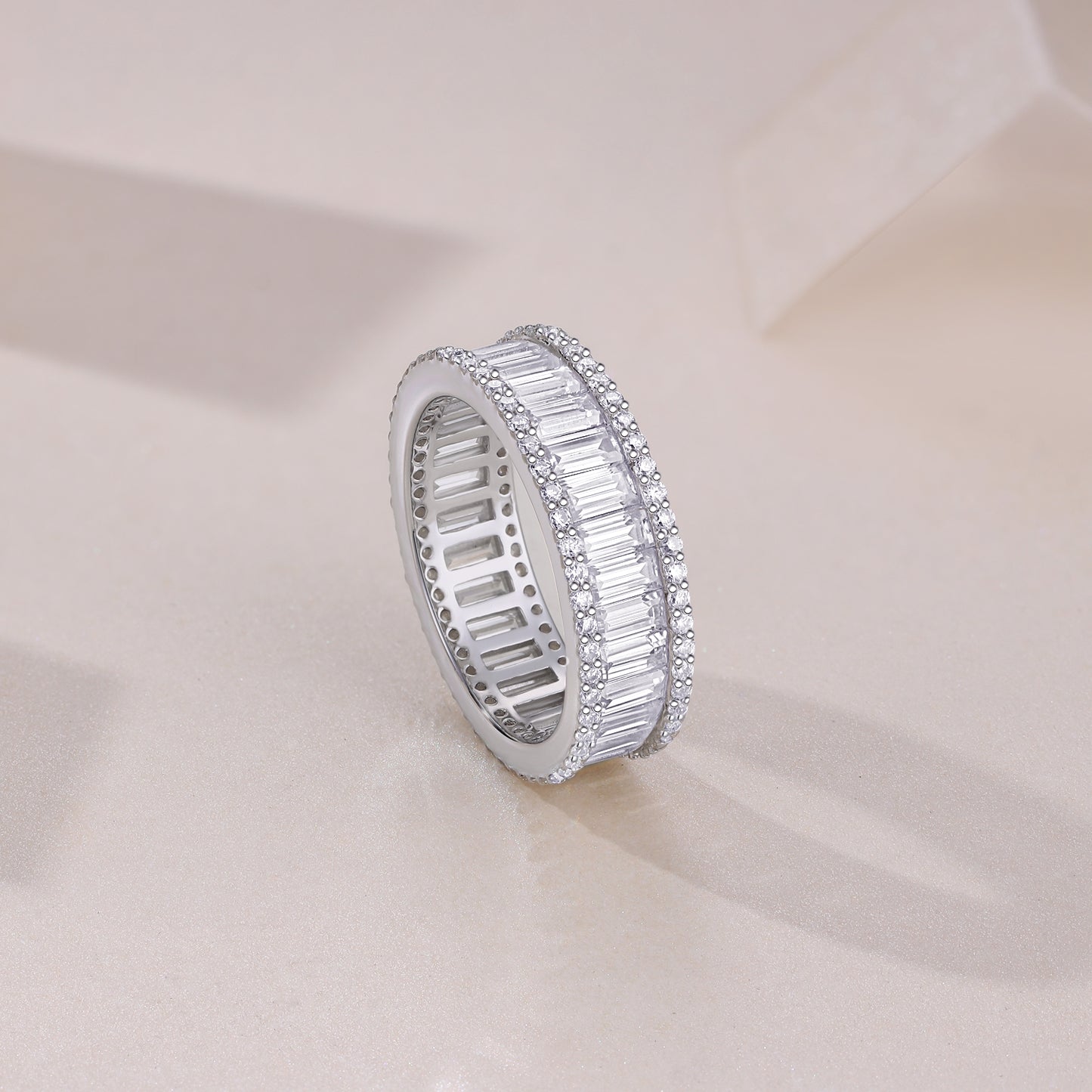 Mindjewel Prism Moissanite Eternity Ring — 925 Sterling Silver