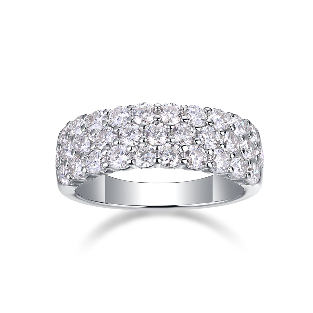 Mindjewel Lumière Triple Pavé Moissanite Band Ring — 925 Sterling Silver