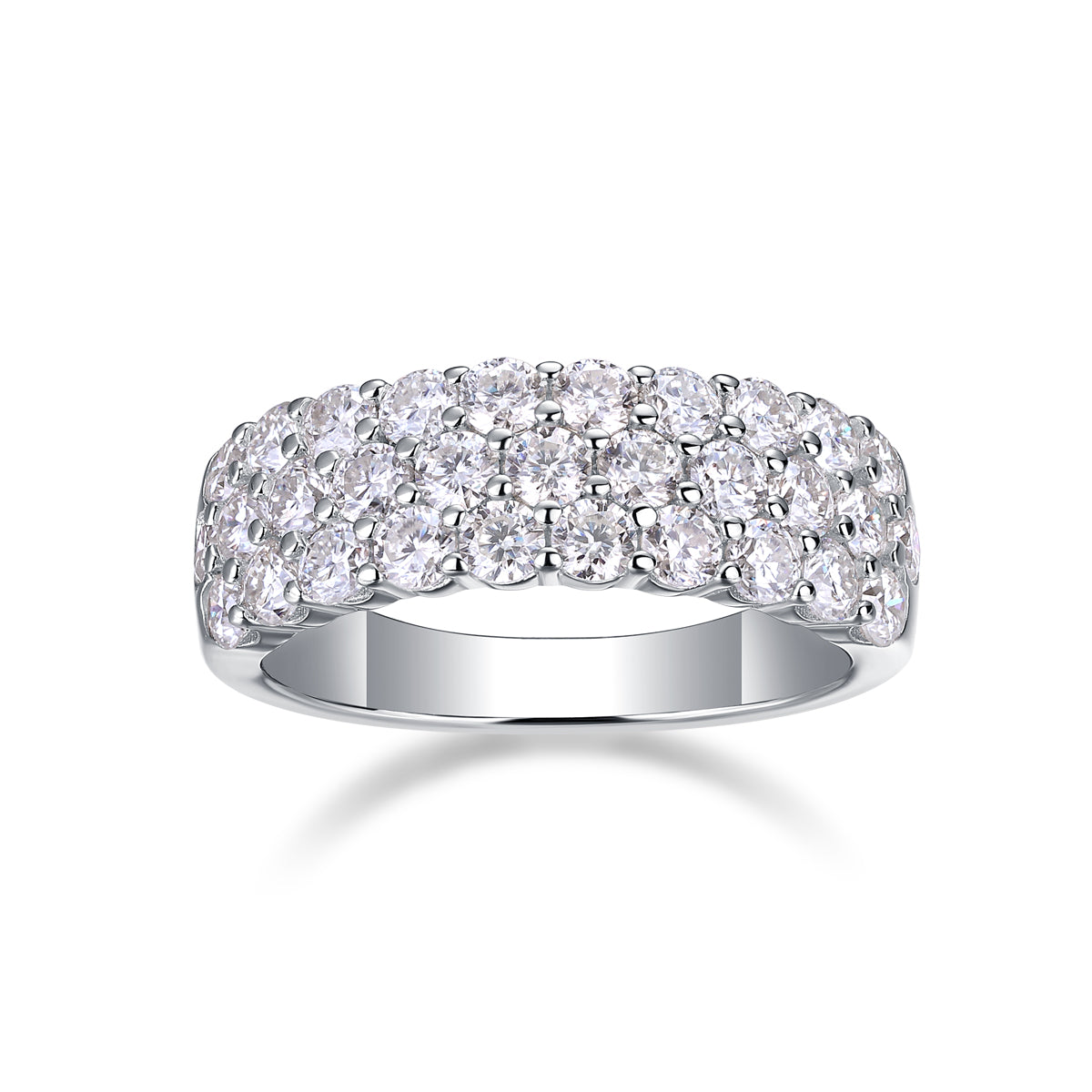 Mindjewel Lumière Triple Pavé Moissanite Band Ring — 925 Sterling Silver
