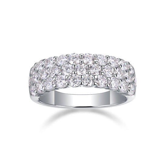 Mindjewel Lumière Triple Pavé Moissanite Band Ring — 925 Sterling Silver
