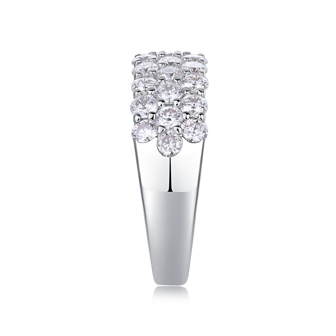 Mindjewel Lumière Triple Pavé Moissanite Band Ring — 925 Sterling Silver