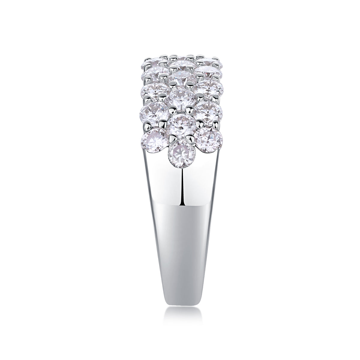 Mindjewel Lumière Triple Pavé Moissanite Band Ring — 925 Sterling Silver