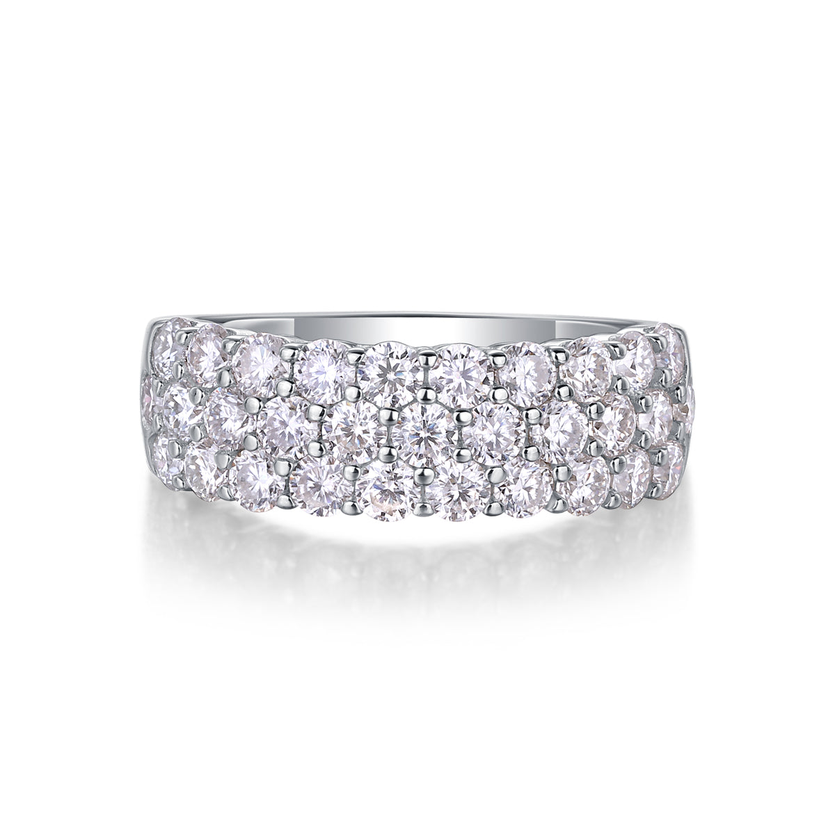 Mindjewel Lumière Triple Pavé Moissanite Band Ring — 925 Sterling Silver