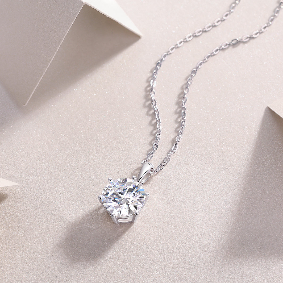 Mindjewel Lumière Moissanite Solitaire Necklace — 925 Sterling Silver