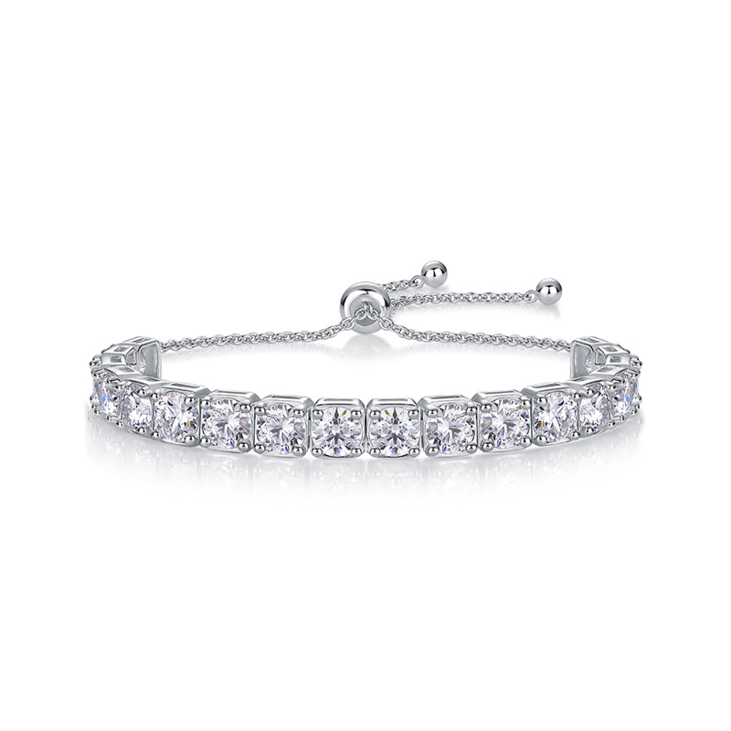 Mindjewel Cascade Moissanite Adjustable Bracelet — 925 Sterling Silver