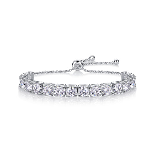 Mindjewel Cascade Moissanite Adjustable Bracelet — 925 Sterling Silver
