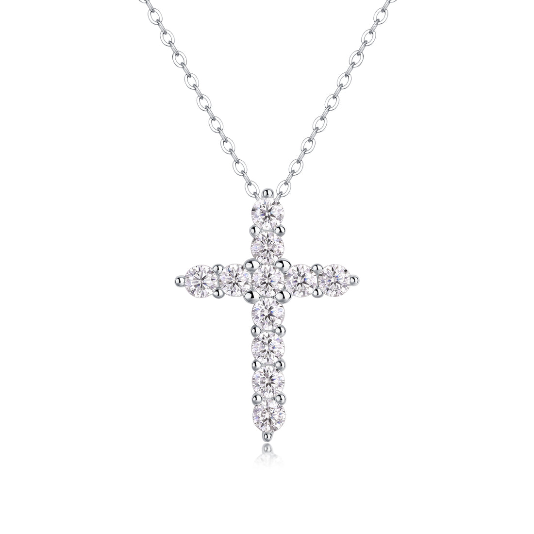 Mindjewel Sacred Moissanite Cross Necklace — 925 Sterling Silver