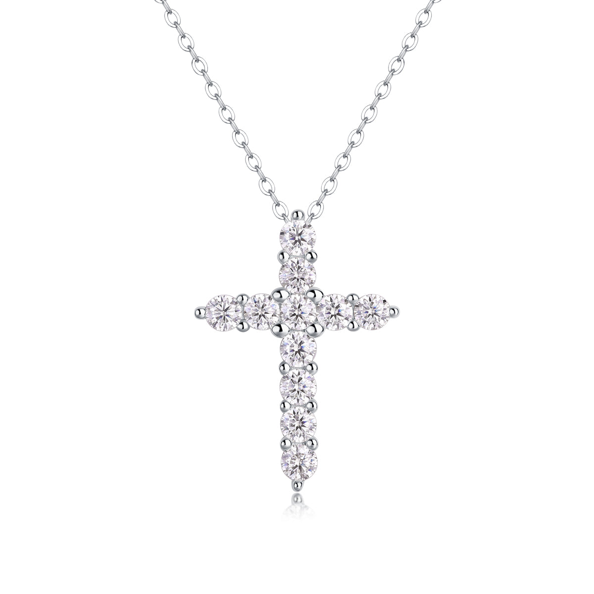 Mindjewel Sacred Moissanite Cross Necklace — 925 Sterling Silver