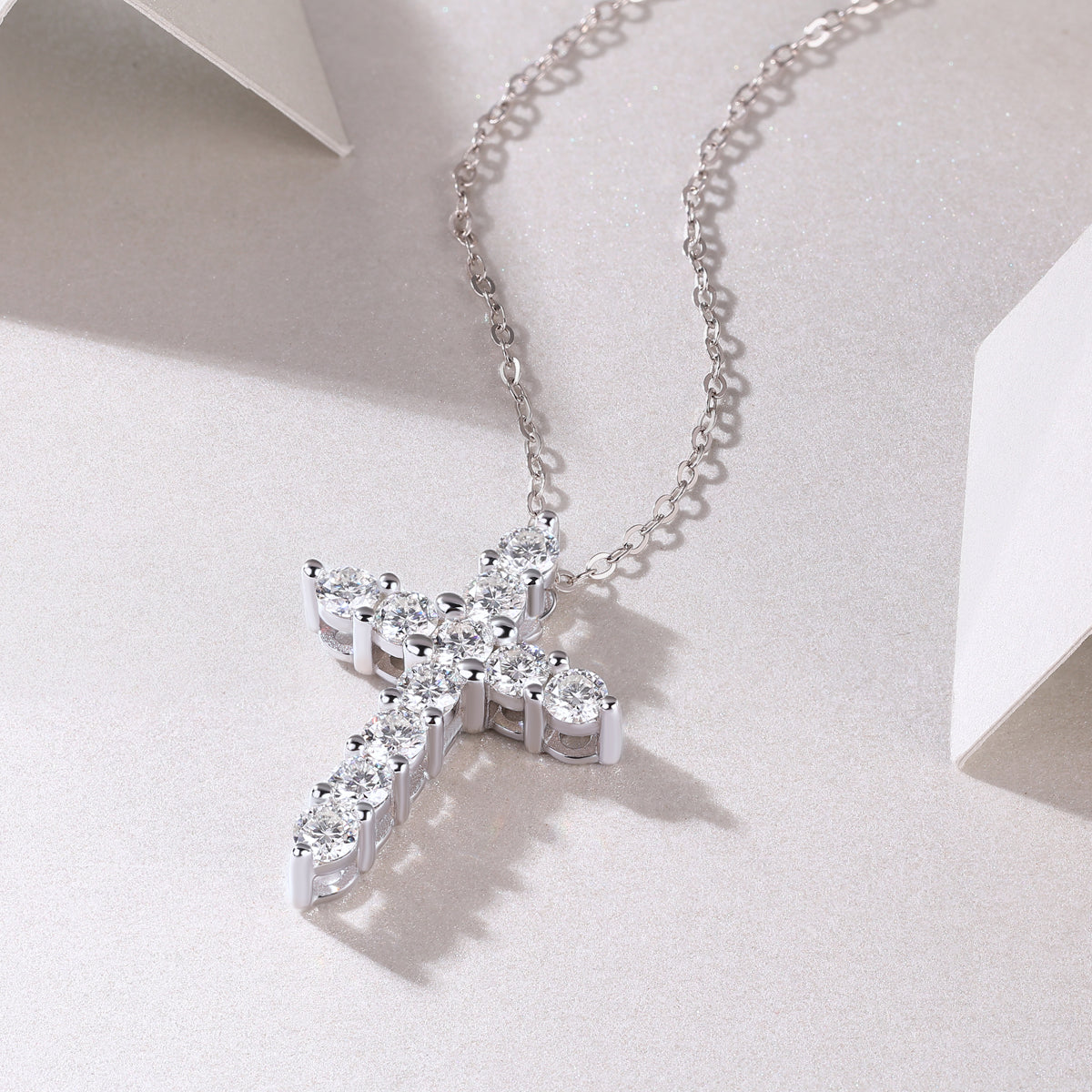 Mindjewel Sacred Moissanite Cross Necklace — 925 Sterling Silver