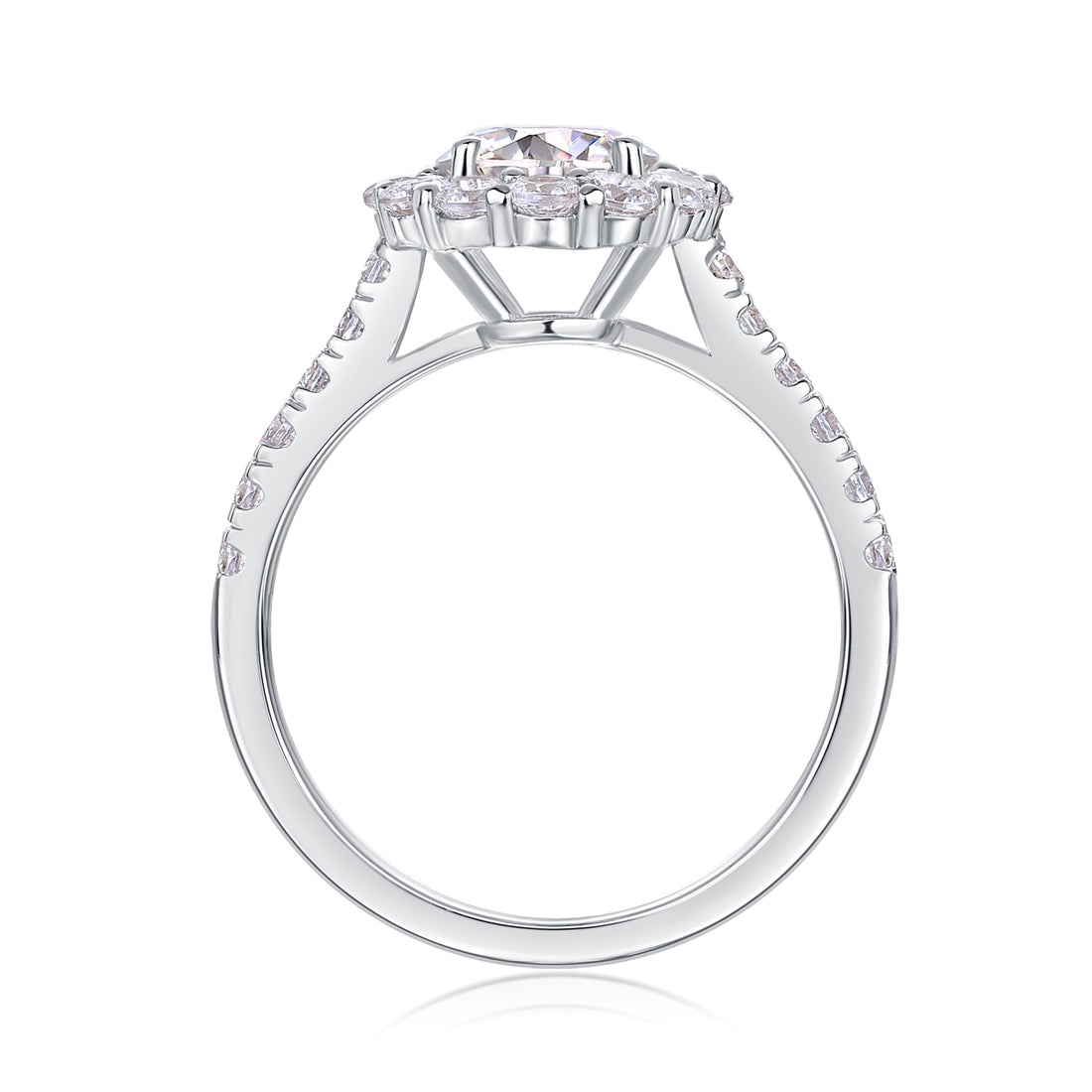 Mindjewel Aurora Floral Moissanite Engagement Ring — 925 Sterling Silver