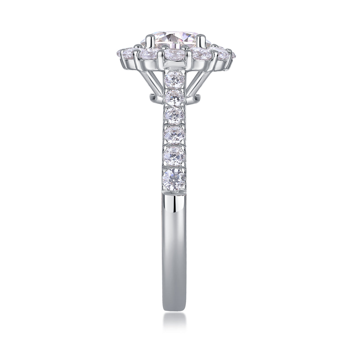 Mindjewel Aurora Floral Moissanite Engagement Ring — 925 Sterling Silver