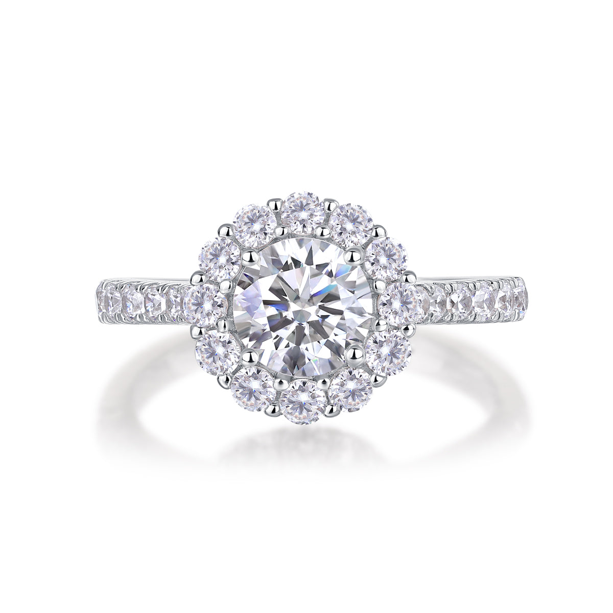 Mindjewel Aurora Floral Moissanite Engagement Ring — 925 Sterling Silver