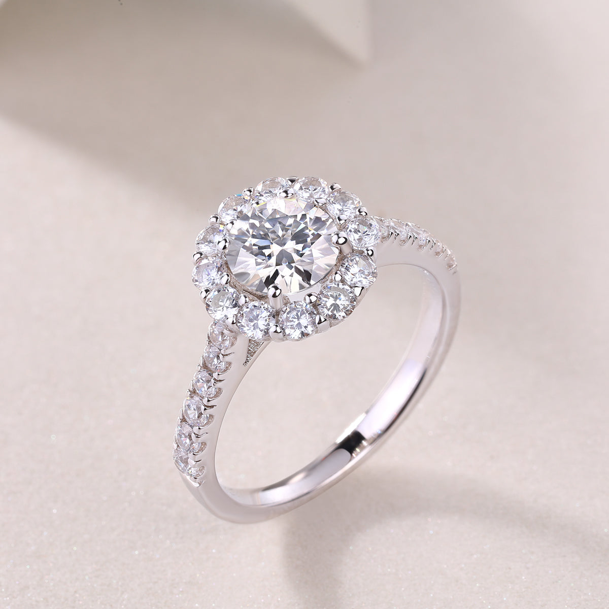 Mindjewel Aurora Floral Moissanite Engagement Ring — 925 Sterling Silver