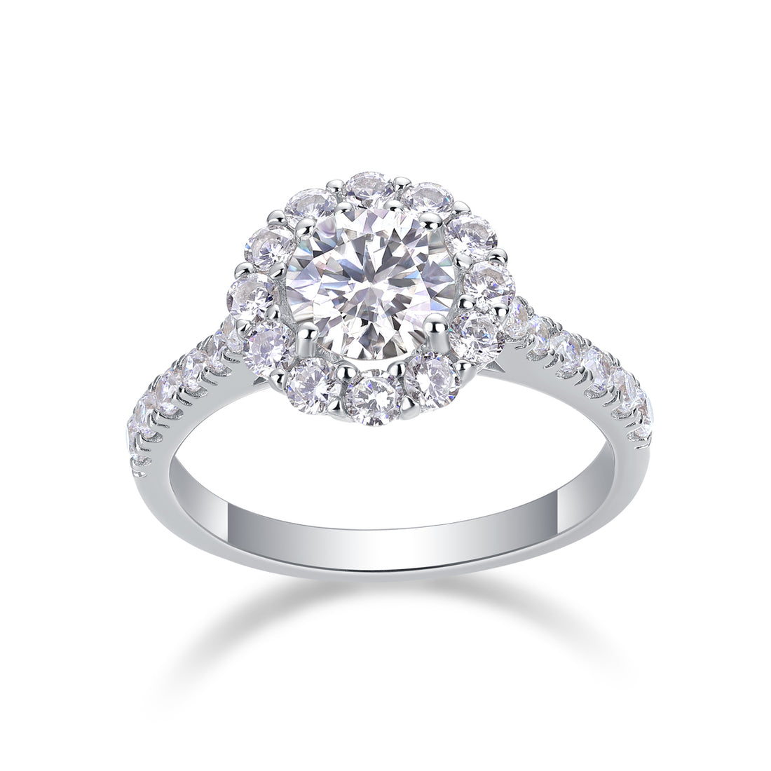 Mindjewel Aurora Floral Moissanite Engagement Ring — 925 Sterling Silver