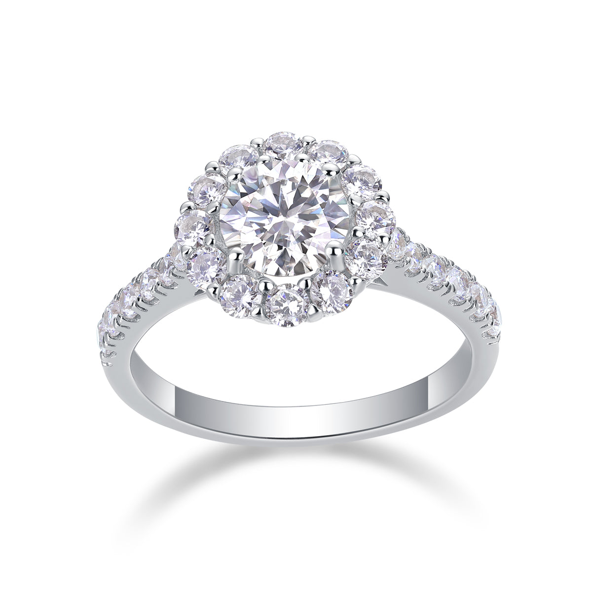 Mindjewel Aurora Floral Moissanite Engagement Ring — 925 Sterling Silver