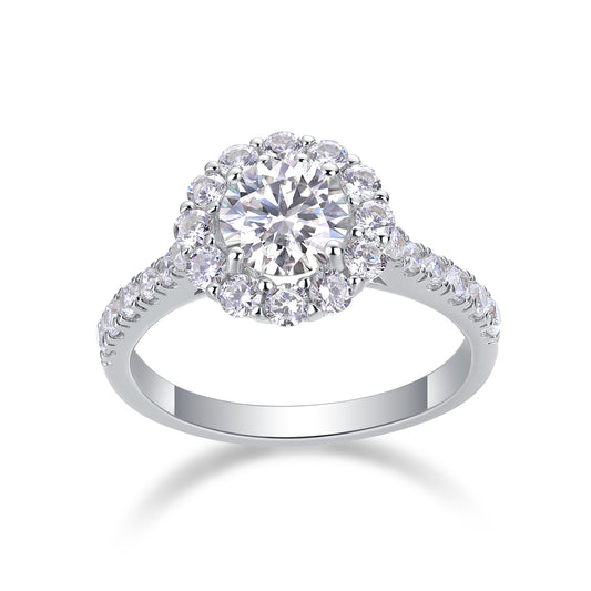 Mindjewel Aurora Floral Moissanite Engagement Ring — 925 Sterling Silver