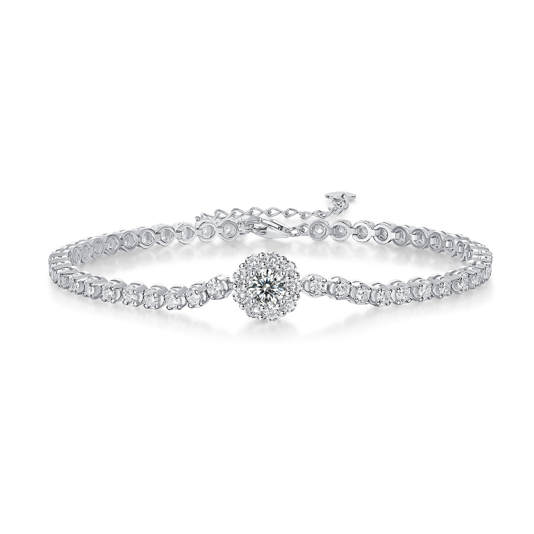 Mindjewel Halo Moissanite Tennis Bracelet — 925 Sterling Silver