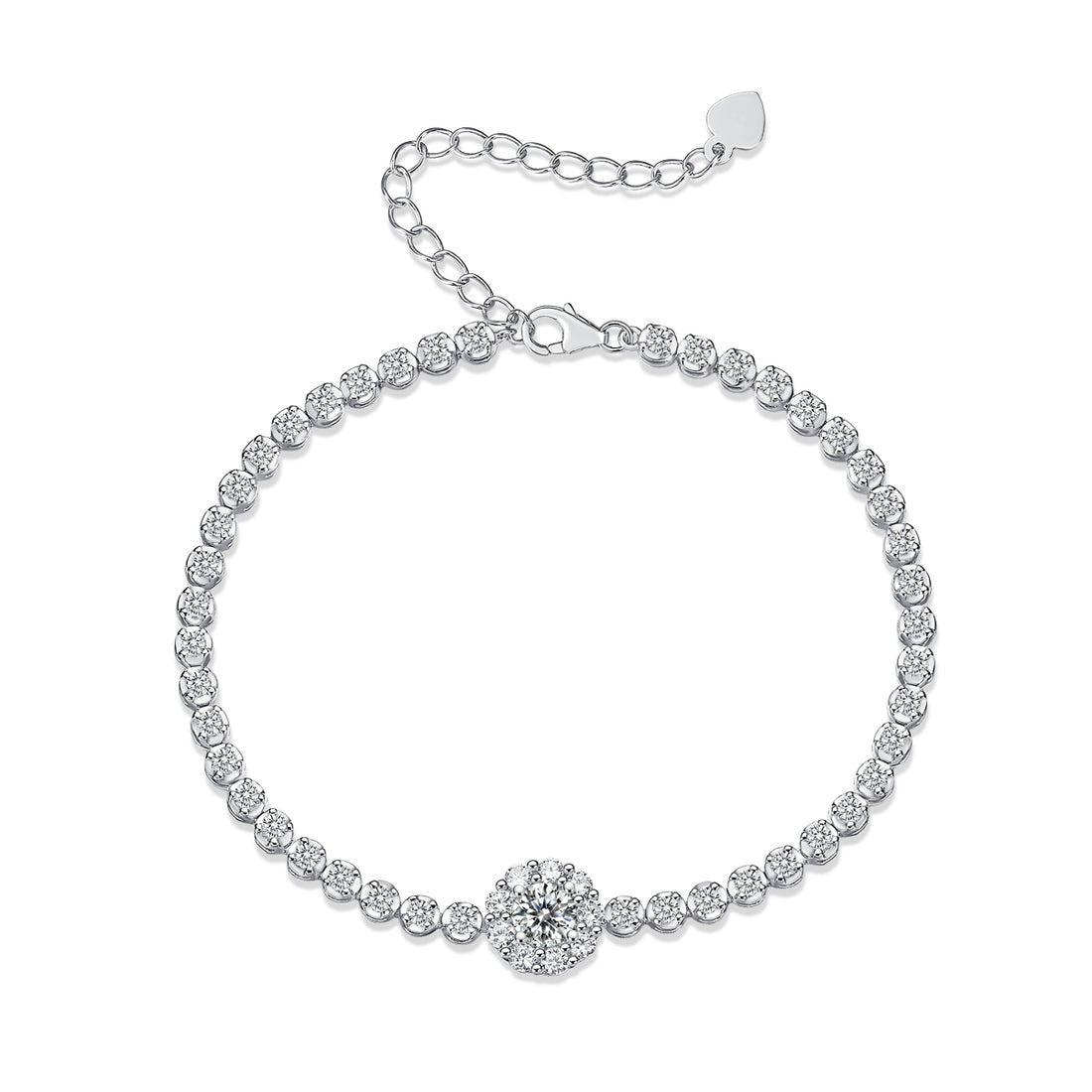 Mindjewel Halo Moissanite Tennis Bracelet — 925 Sterling Silver