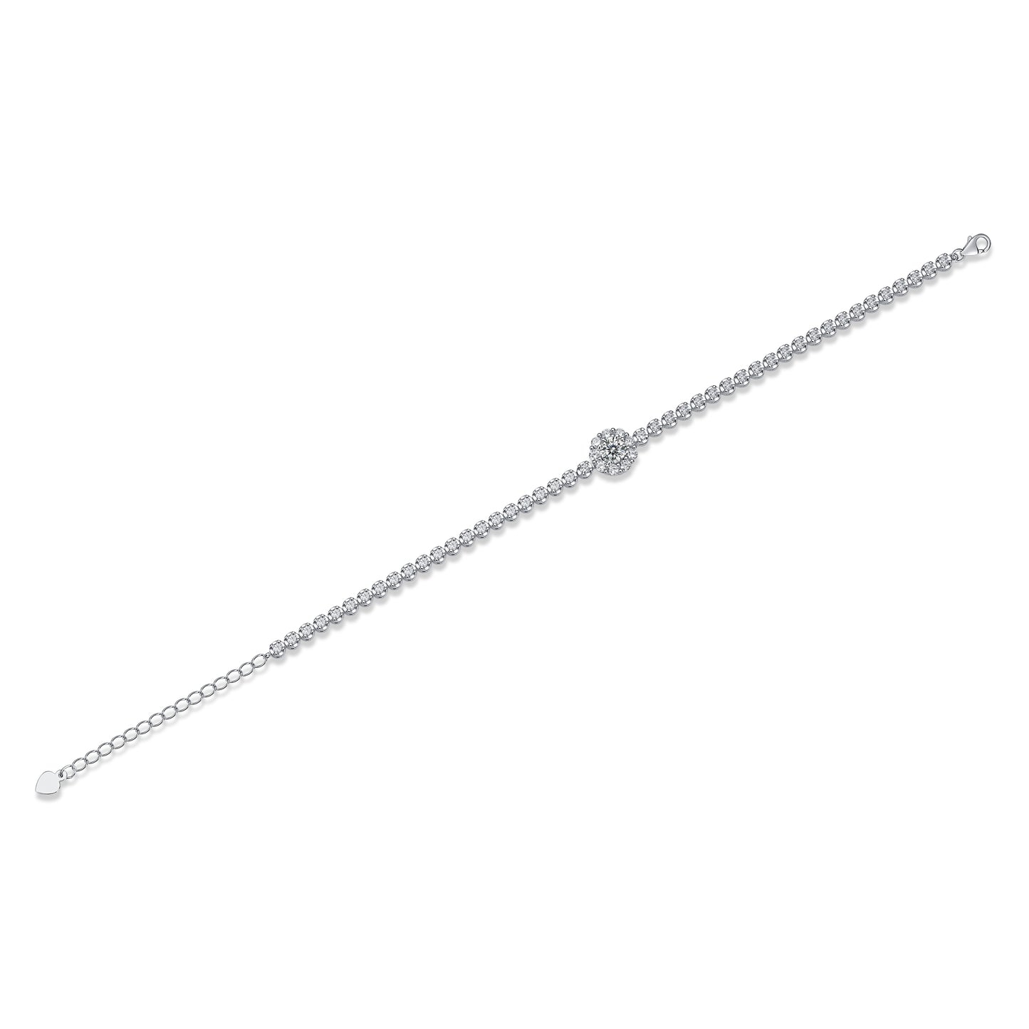 Mindjewel Halo Moissanite Tennis Bracelet — 925 Sterling Silver
