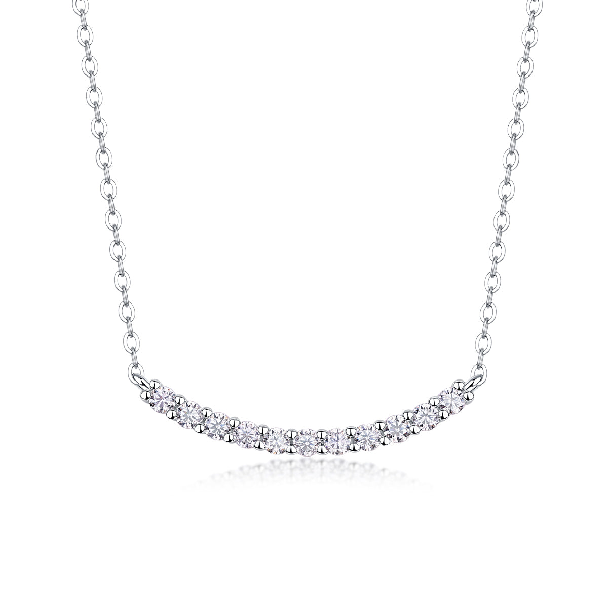 Mindjewel Smile Arc Moissanite Necklace — 925 Sterling Silver