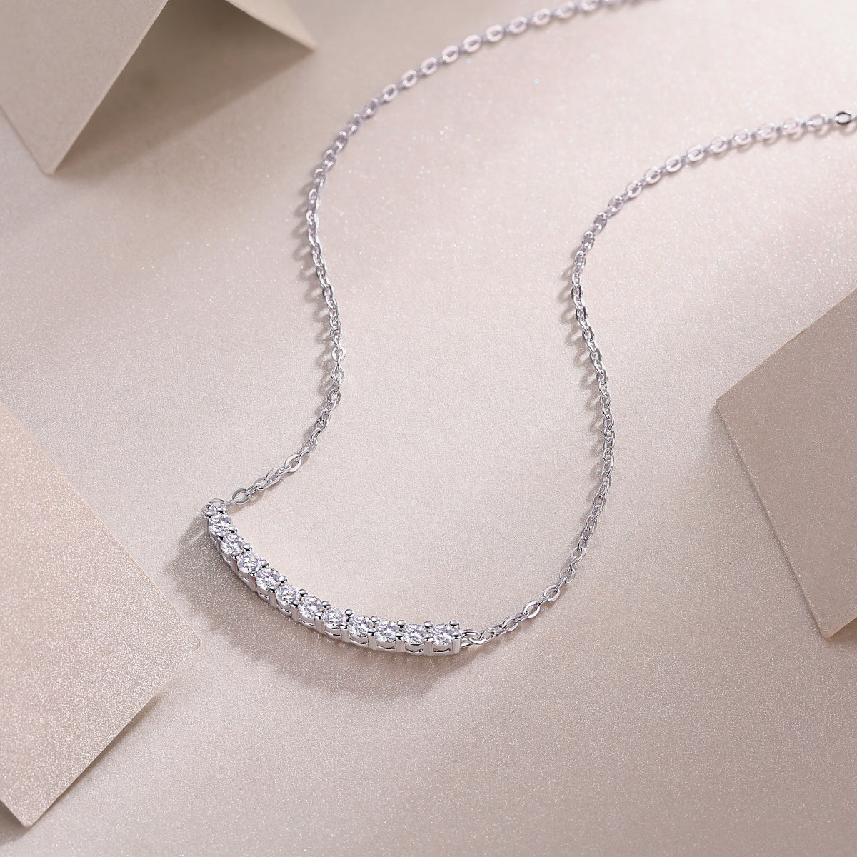 Mindjewel Smile Arc Moissanite Necklace — 925 Sterling Silver